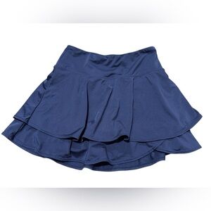 Baleaf Women's Tennis Skirt Skort Layered Ruffle W/pockets Size XS Navy Blue
